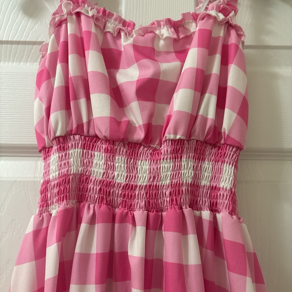 Barbie Pink and White Gingham Dress - Picture 2 of 3